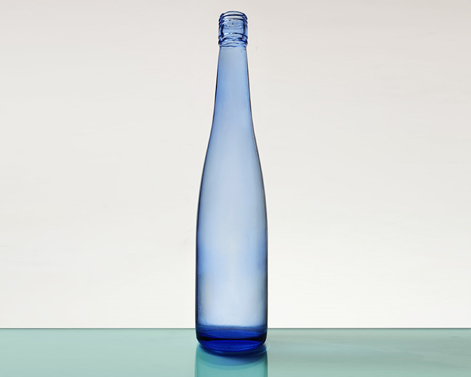Bouteille de vodka ovale 700ml verre coloré solide bouteille de spiritueux bleu