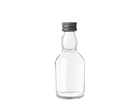 Bouteille de whisky ronde 50ml vide, bouteille de liqueur en verre de poche avec capuchon noir GPI